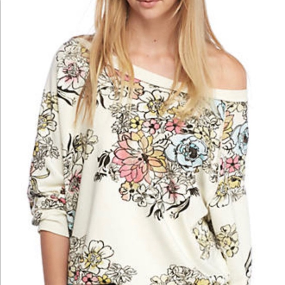 Free People Floral Sweatshirt Sz Medium